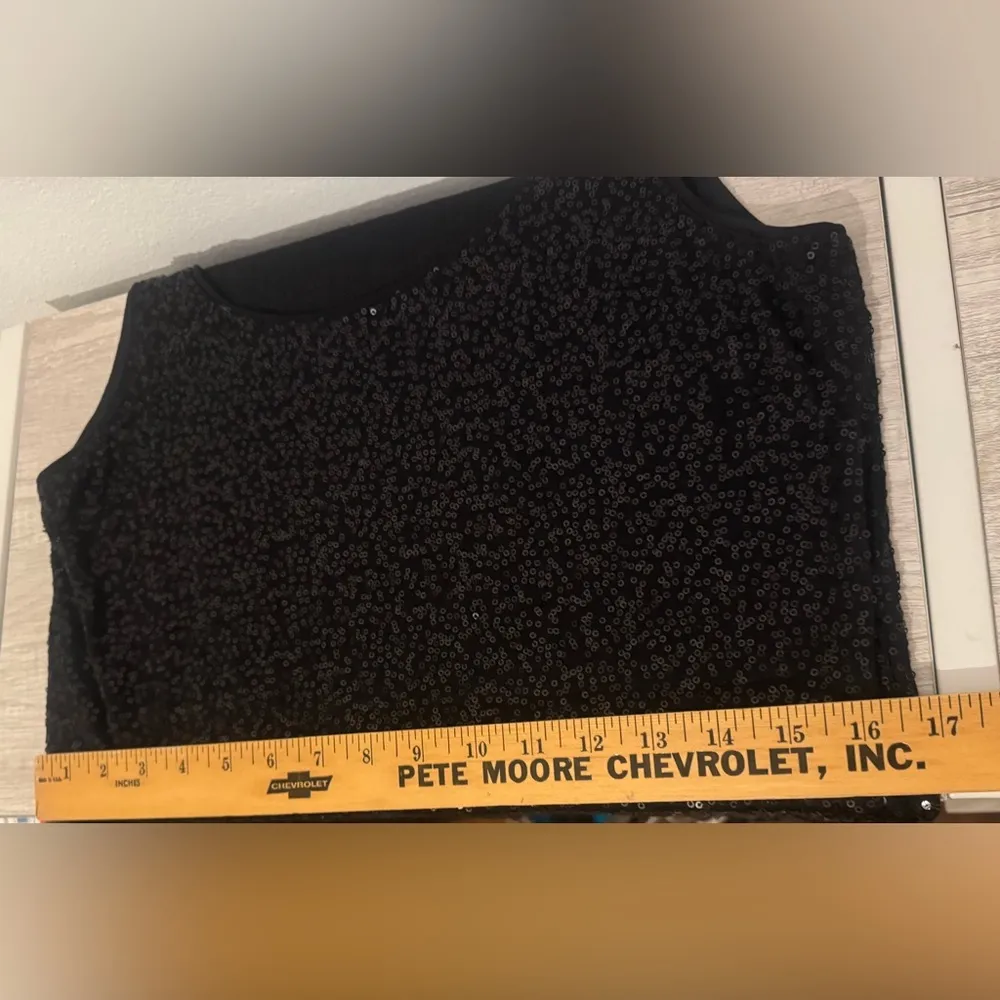 Eileen Fisher Silk All Over Sequin Mini Dress LBD Party NYE Festive Size Medium - Image 6