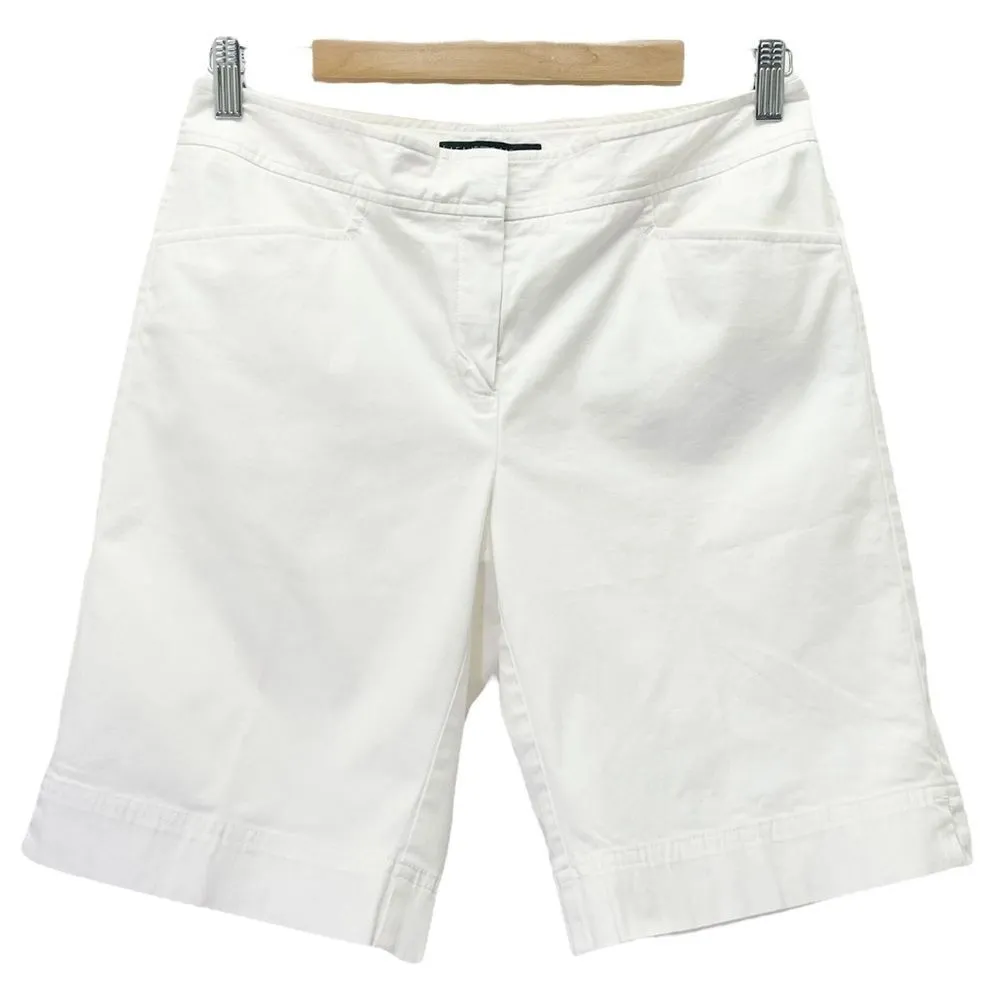 Lafayette 148 Shorts White Stretch Cotton Poplin 8” Bermuda Short Women’s Size 4 - Image 9