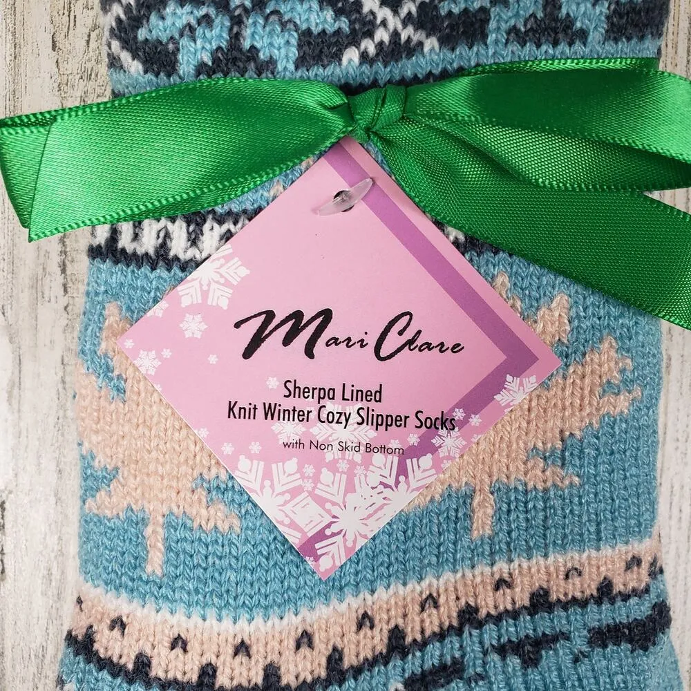 NWT Sherpa Lined Knit Winter Snowflake Leaf Design No - Image 4