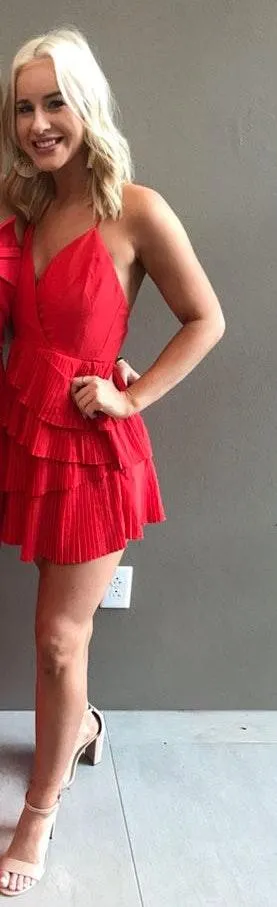 fab'rik Red Ruffle Dress - Image 2