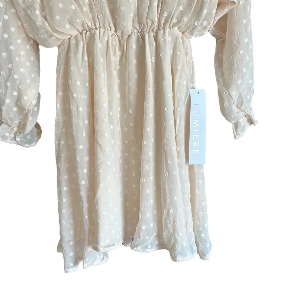 NWT Urban Outfitters Lumiere Mini Dress Long Sleeves Cream Size S - Image 6