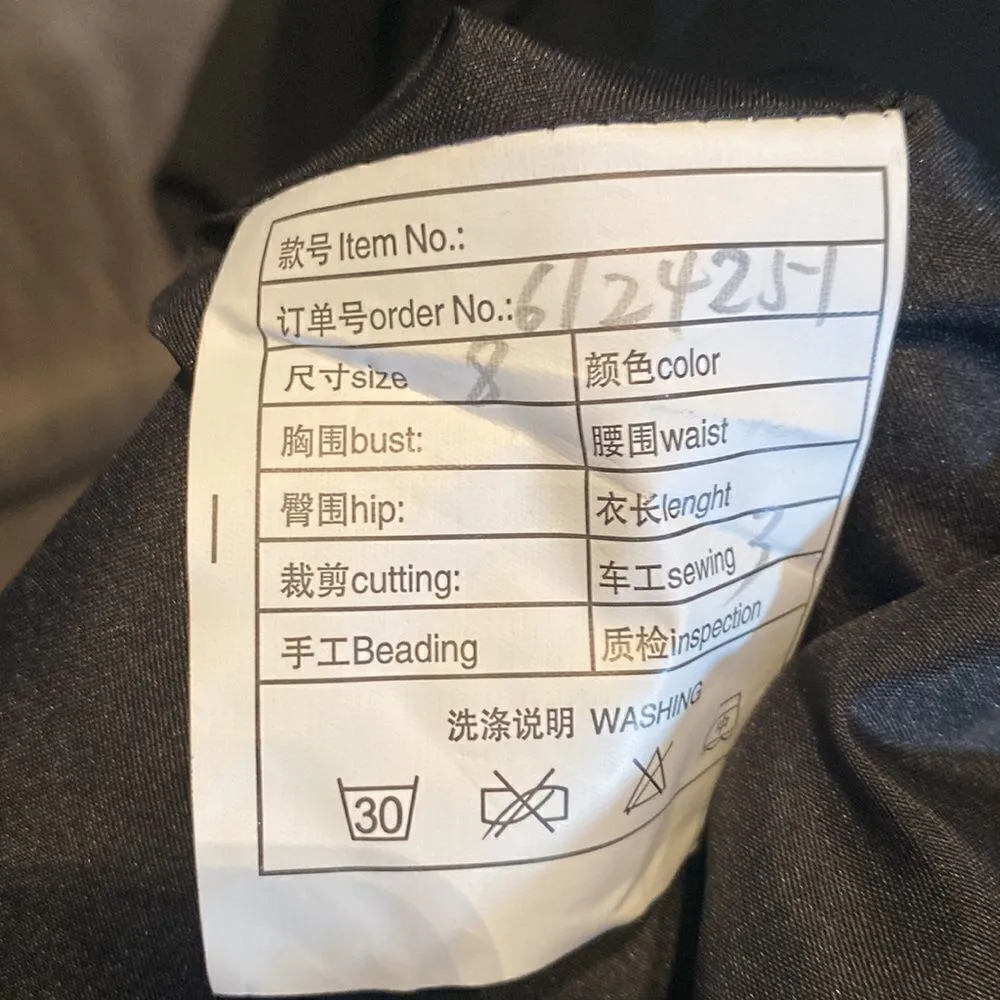 Women’s Black Full Length Cold Shoulder Chiffon Formal Dress Leg Slit Size 8 - Image 9