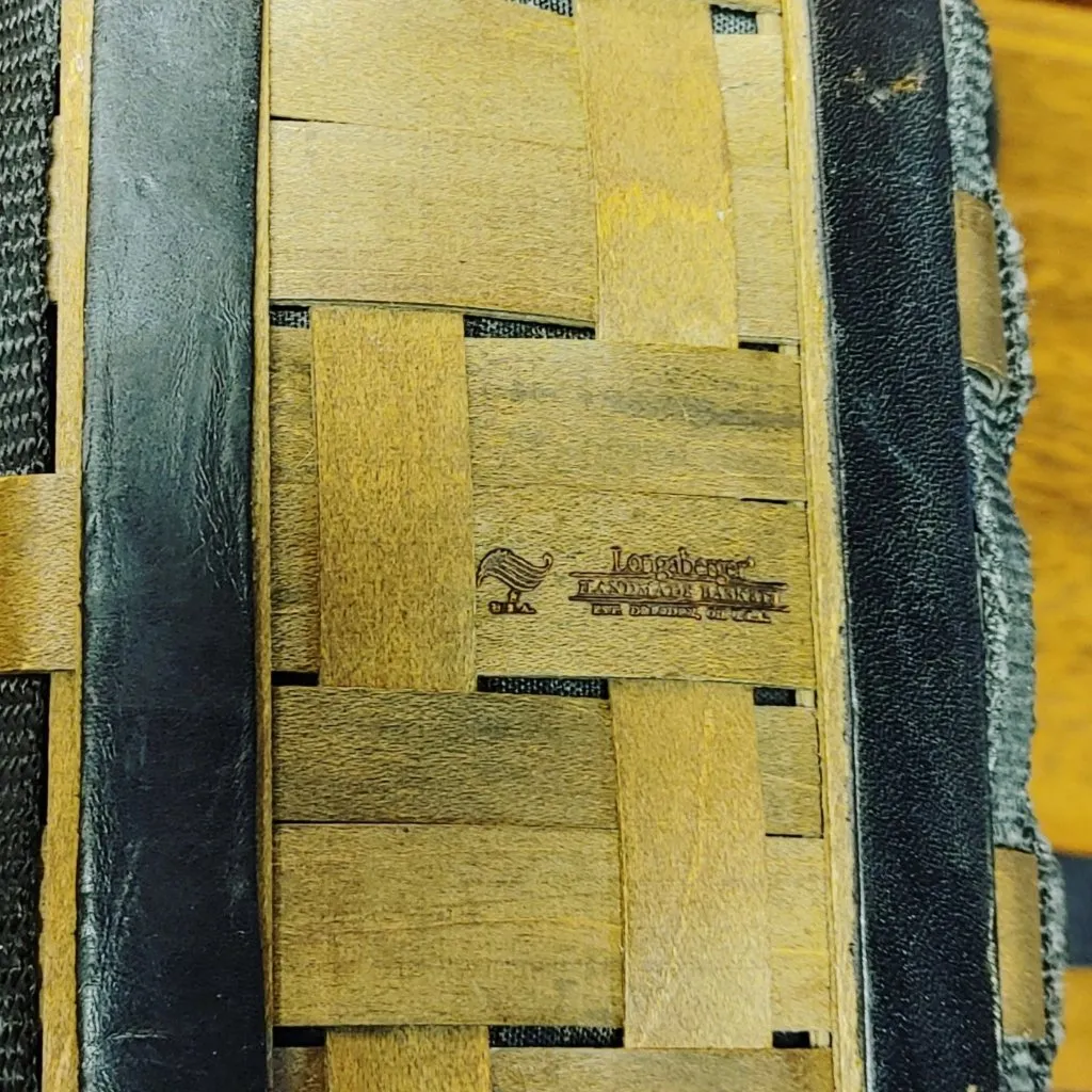 Longaberger Handbag Tote Basket Purse 2 Go Black Brown Woven Basket Leather Trim - Image 2