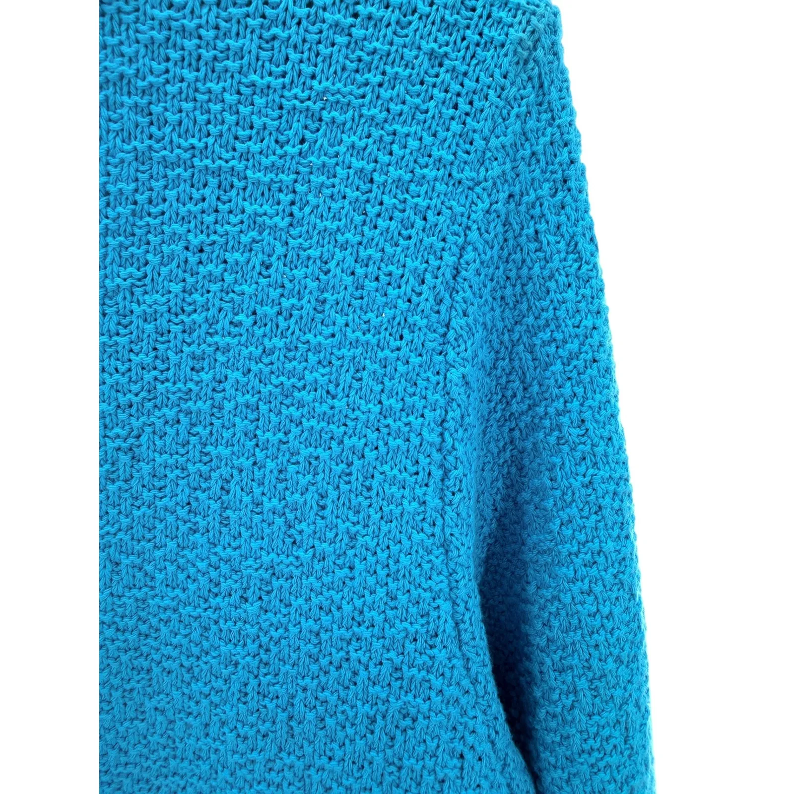 CMC By Color Me Cotton Blue Textured Knit Cowl Neck Asymmetrical Tunic Dress L Size L - Image 2