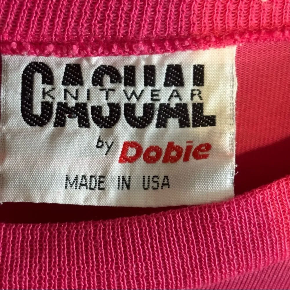 Vintage 80s Casual Knitwear by Dobie Pink Graphic Spring Flowers Floral T - Image 4