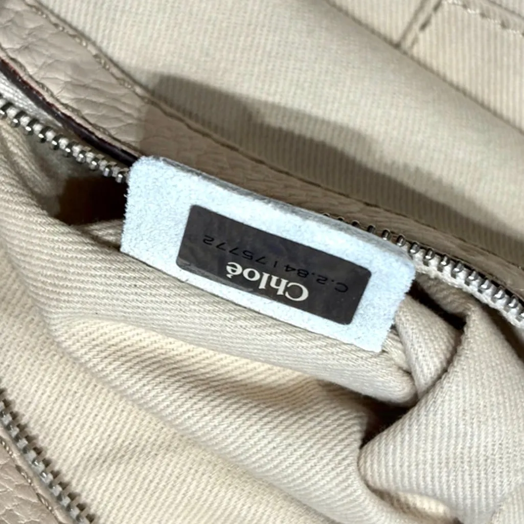 CHLOE Paddington Ivory Cream Satchel Crossbody Bag w Lock Key Removable Strap - Image 9