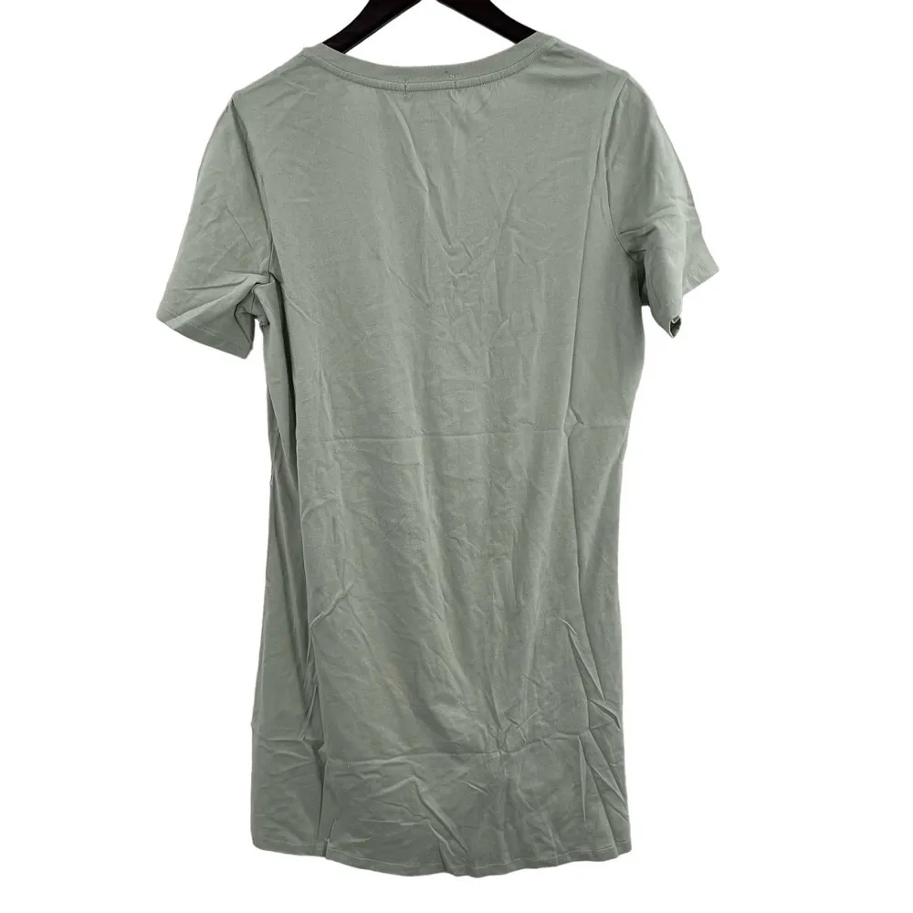 n:Philanthrophy Sage Green V Neck T-Shirt Dress Twist Hem Medium New - Image 4
