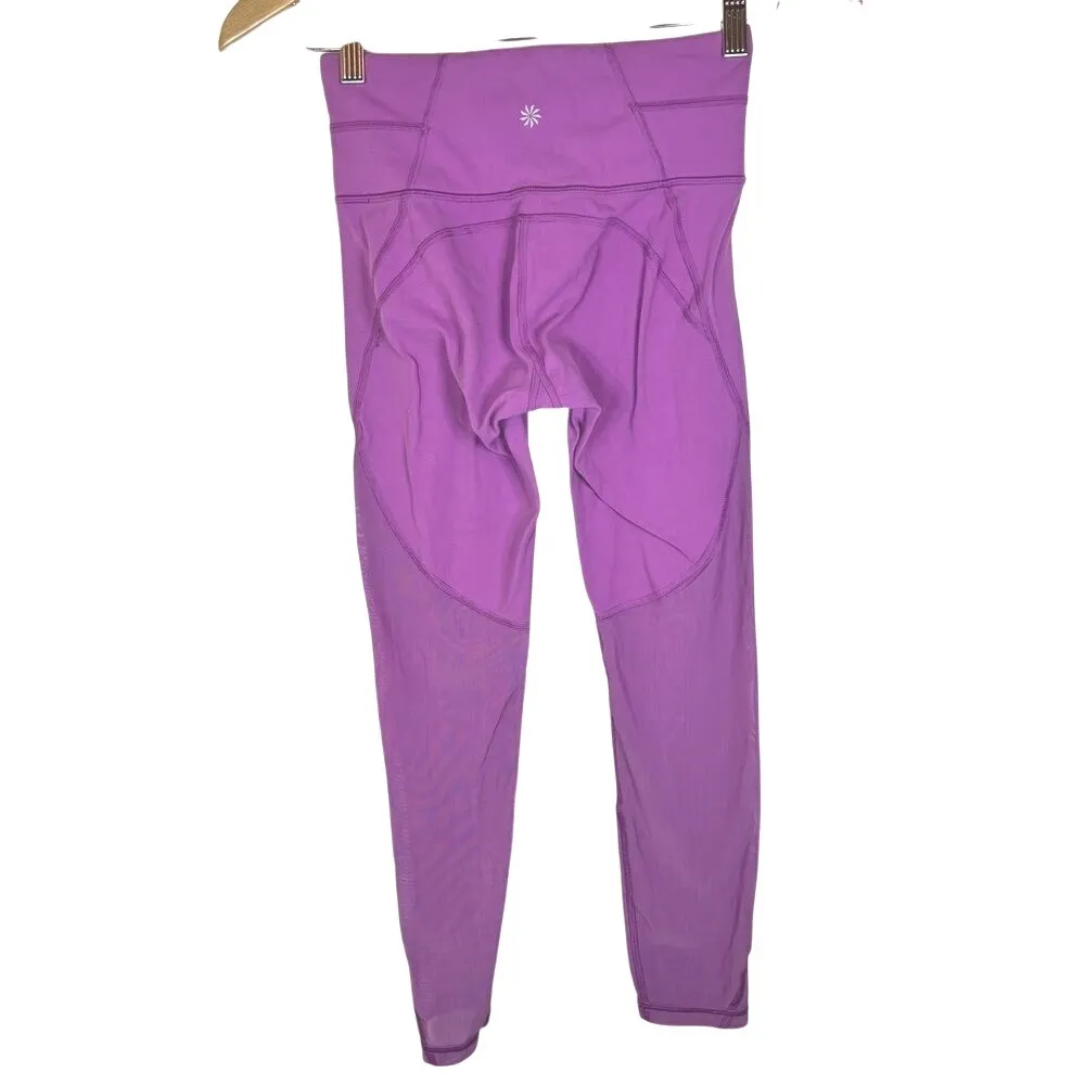 Athleta High Rise Double Band Waist Leggings with Mesh Accents on Leg Size Small - Image 7