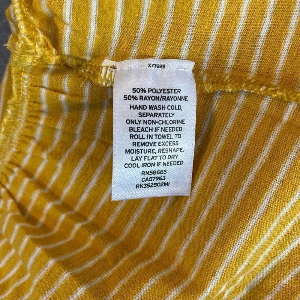 Caslon Womens Yellow Ivory Striped Crewneck Short Sleeve Peplum Tee Small NWT - Image 6