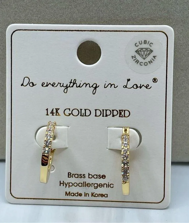Do Everything In Love NWT 14K gold dipped CZ  hoops - Image 3