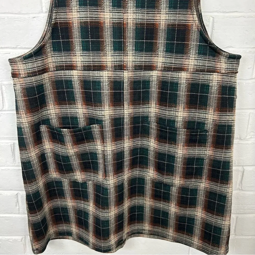 SO Plaid Knit Button Pinafore Dress Size M - Image 8