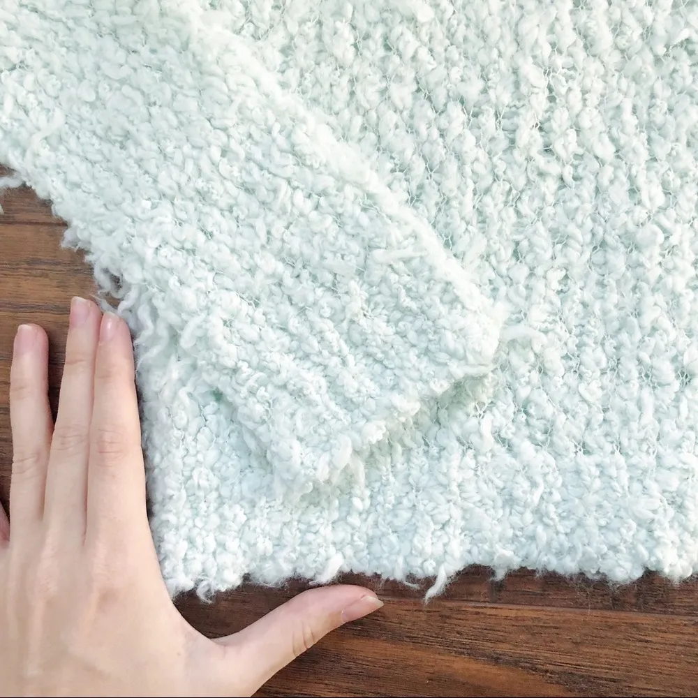 Free People • September Song pullover sweater Polar Bear fuzzy mint green aqua - Image 6