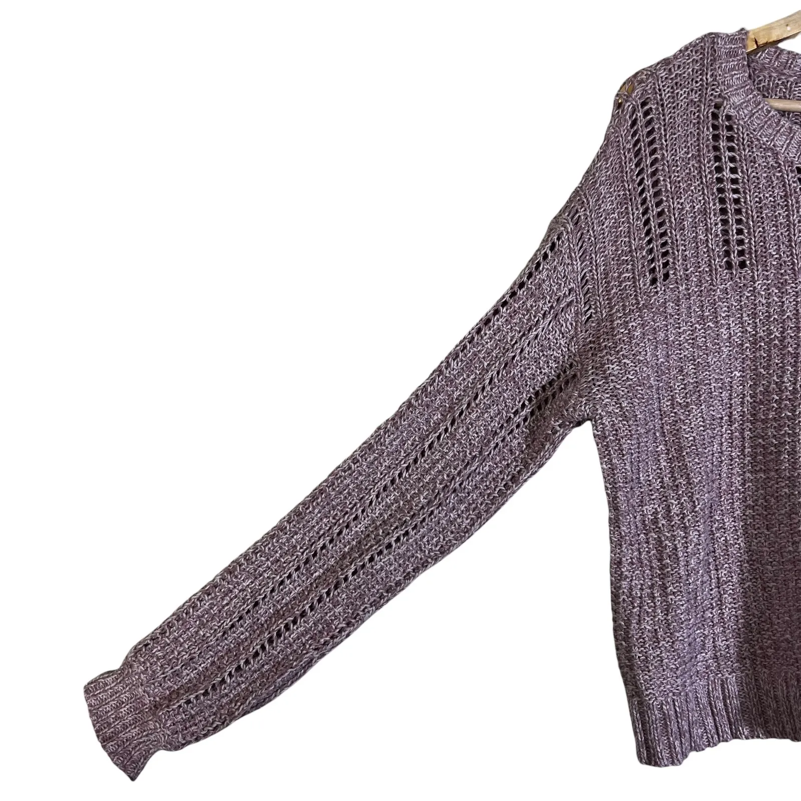 American Eagle Outfitters Knit Sweater Open Weave Relaxed Fit Light Pink M - Image 3