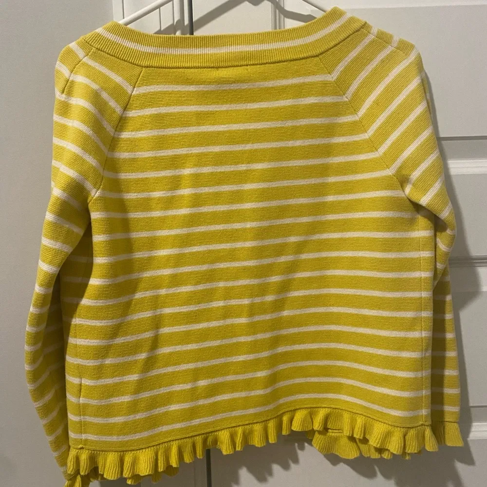 J. Crew Yellow Striped Ruffle Sweater - Image 2