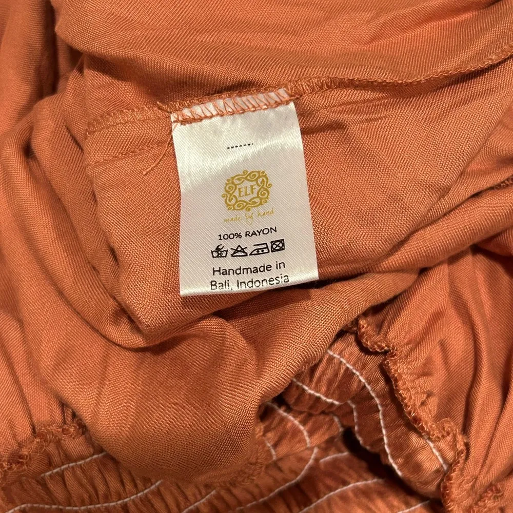 Bali Elf Linnette Mini Dress Copper Color Ruffle Fit Flare Style Cowboy Size XL Orange - Image 8