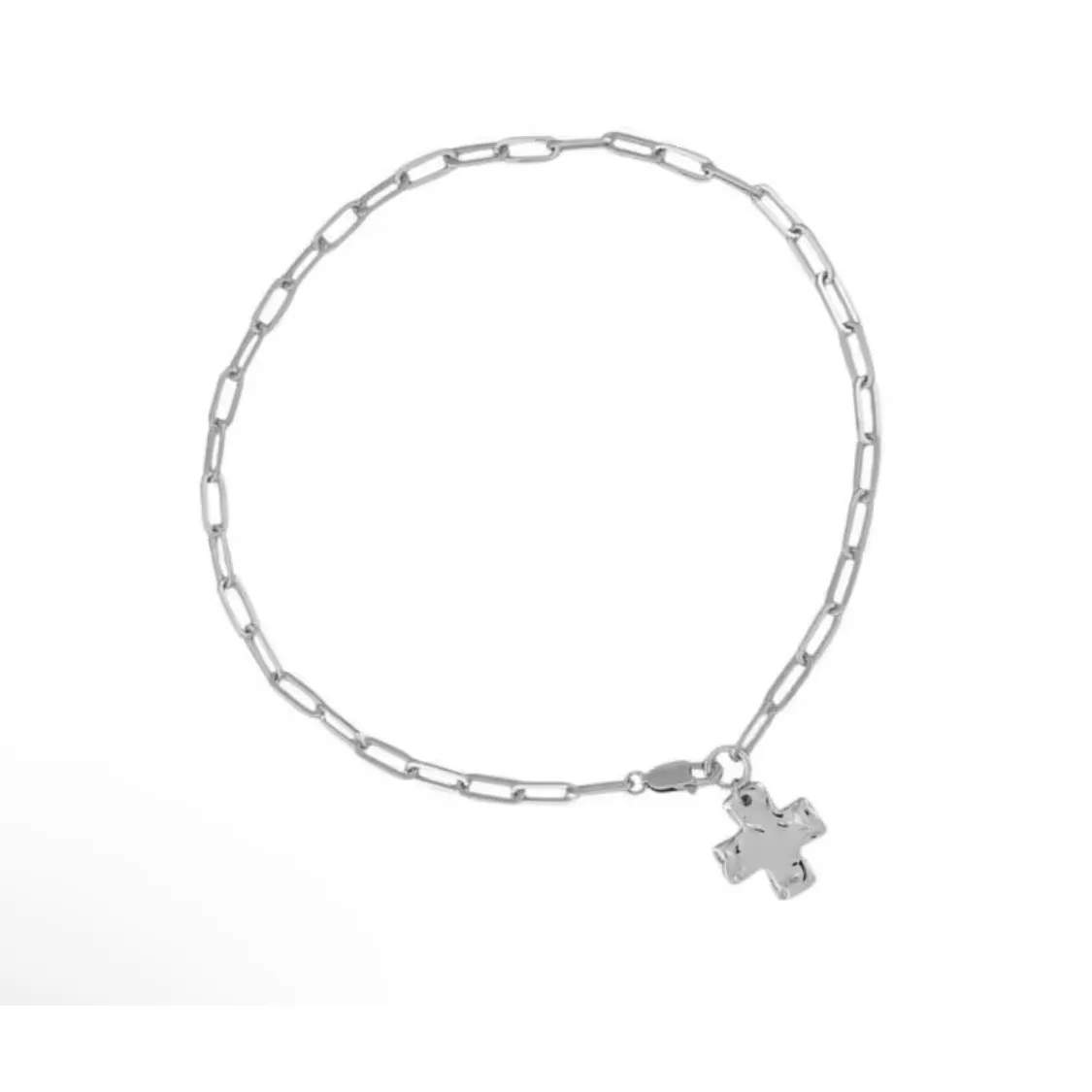 Silver Plated Paperclip Chain Necklace Cross Pendant Women's 17.72"‎ - Image 2