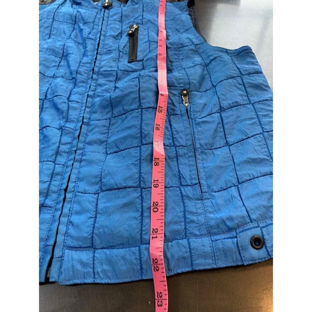 Vtg Jamie Sadock Quilted Vest Women's Medium Full Zip Golf 80s 90s Zippers Retro Blue - Image 9