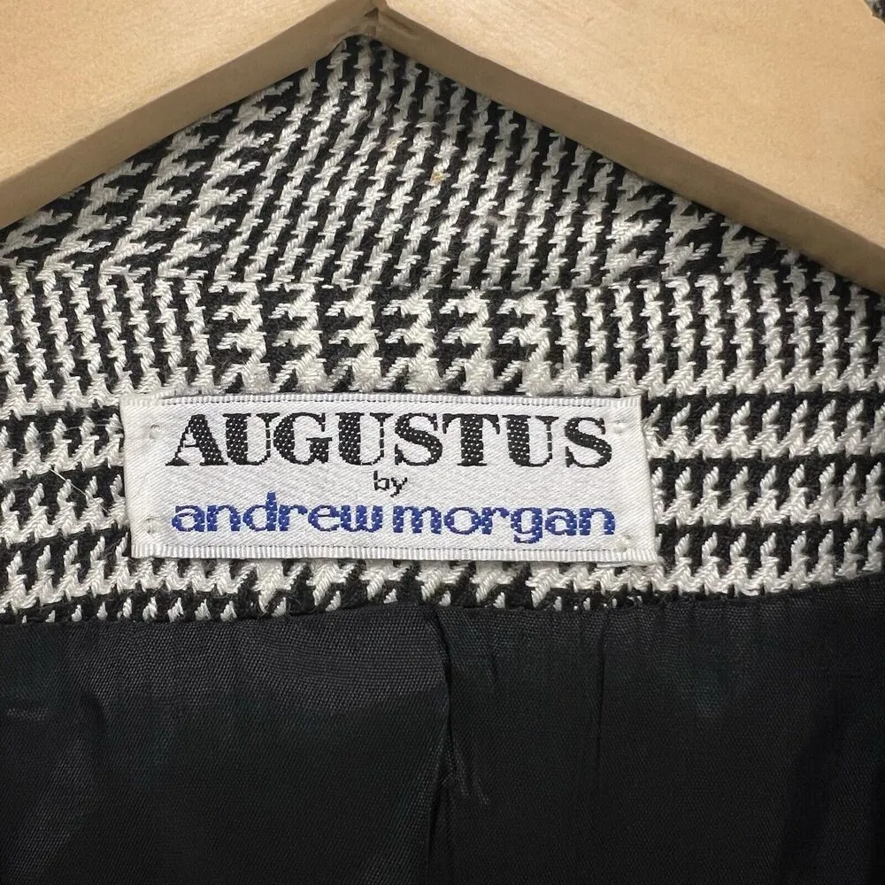Augustus by Andrew Morgan houndstooth Blazer Jacket 90's Vintage Academia size 6 Black - Image 5