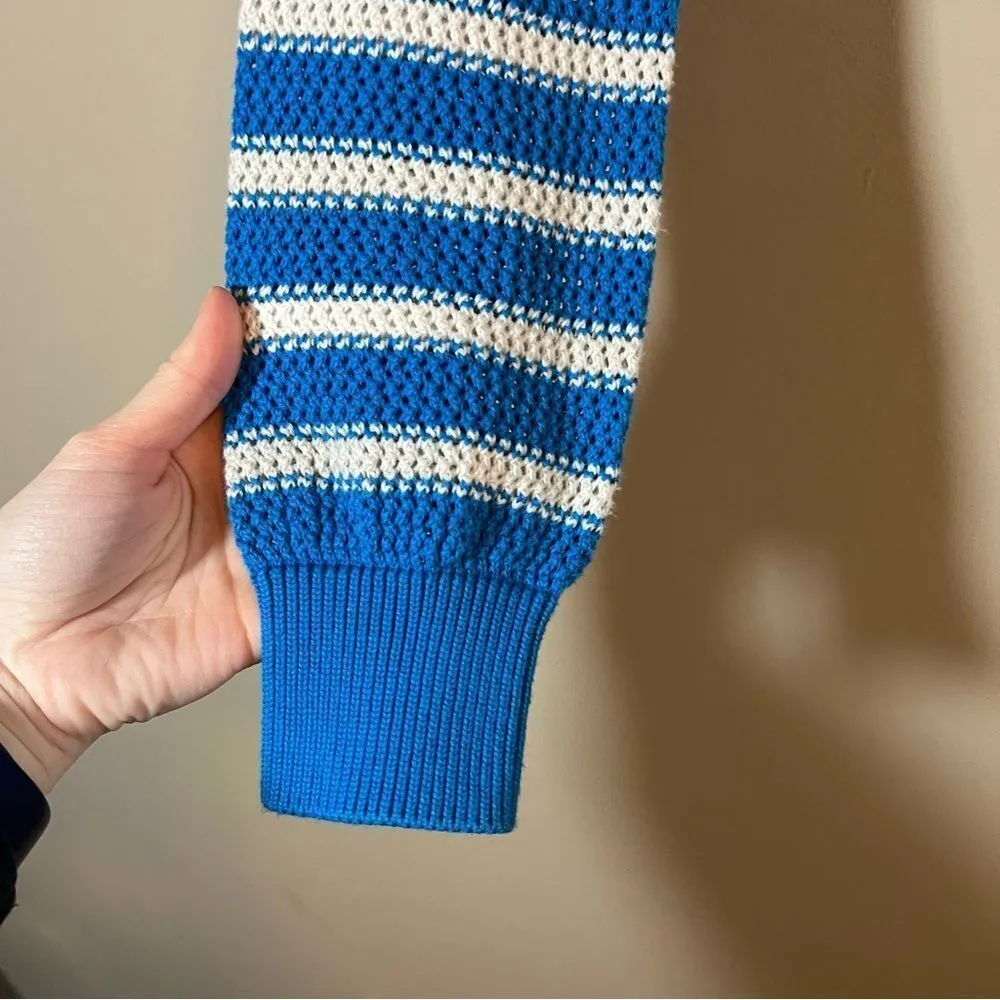 ✨ MSGM Women’s Blue White Striped Tassel Sweater XS - Image 7