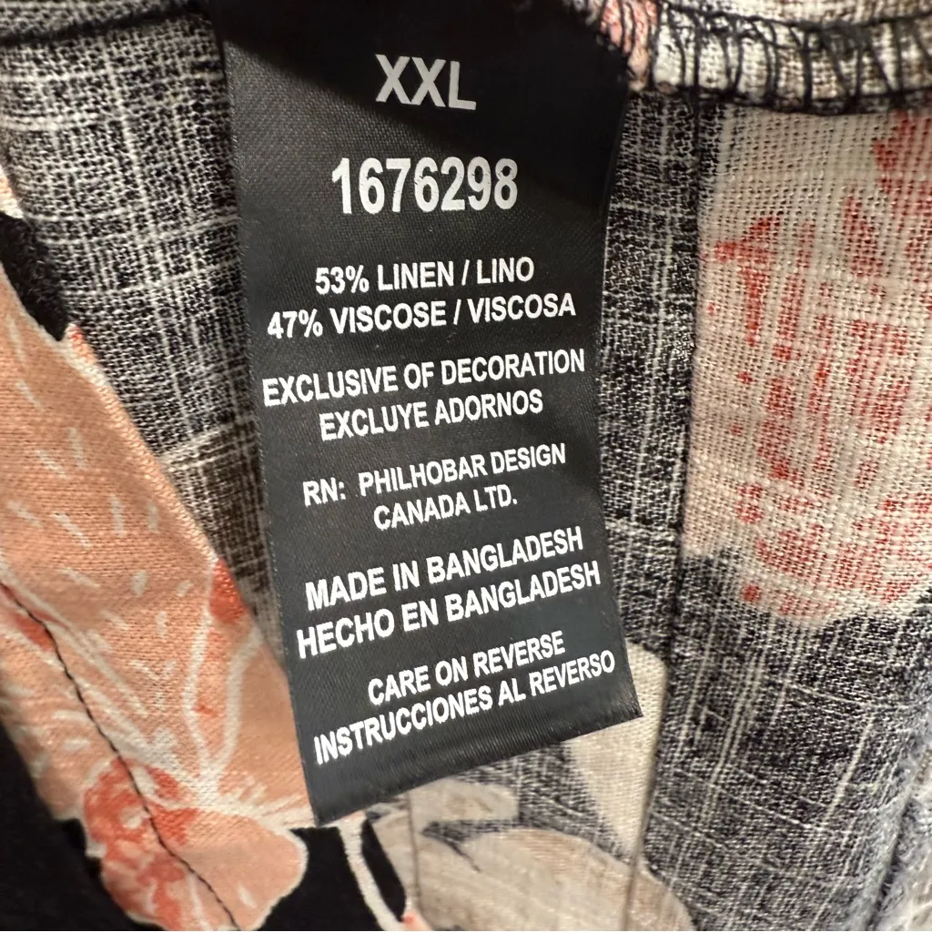 Nicole Miller Original Linen Viscose Floral Black and Pink Shift Dress - Image 5