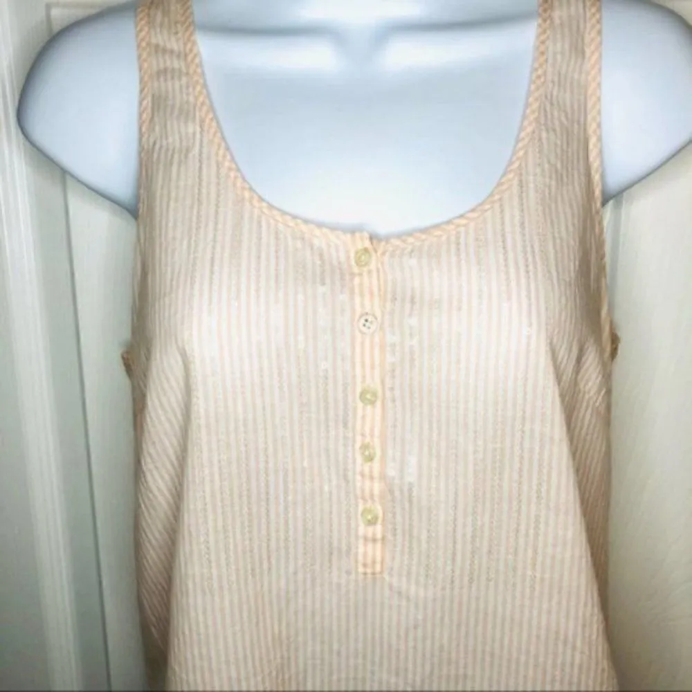 JCrew Factory Stripe Sequin Cotton Tank Peach 2 Orange - Image 2