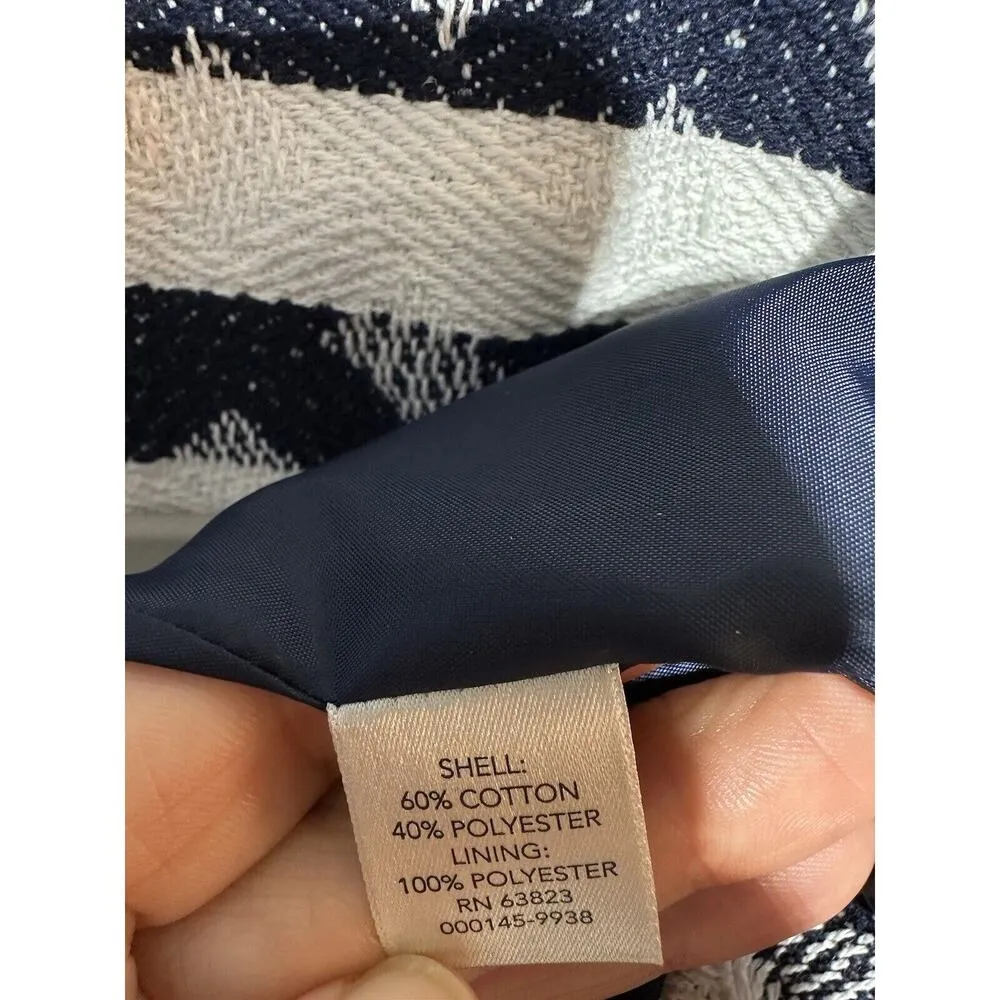 Christopher & Banks Blazer Plus Size 1X Navy Stripes Raw Hem Button Close Pocket - Image 4