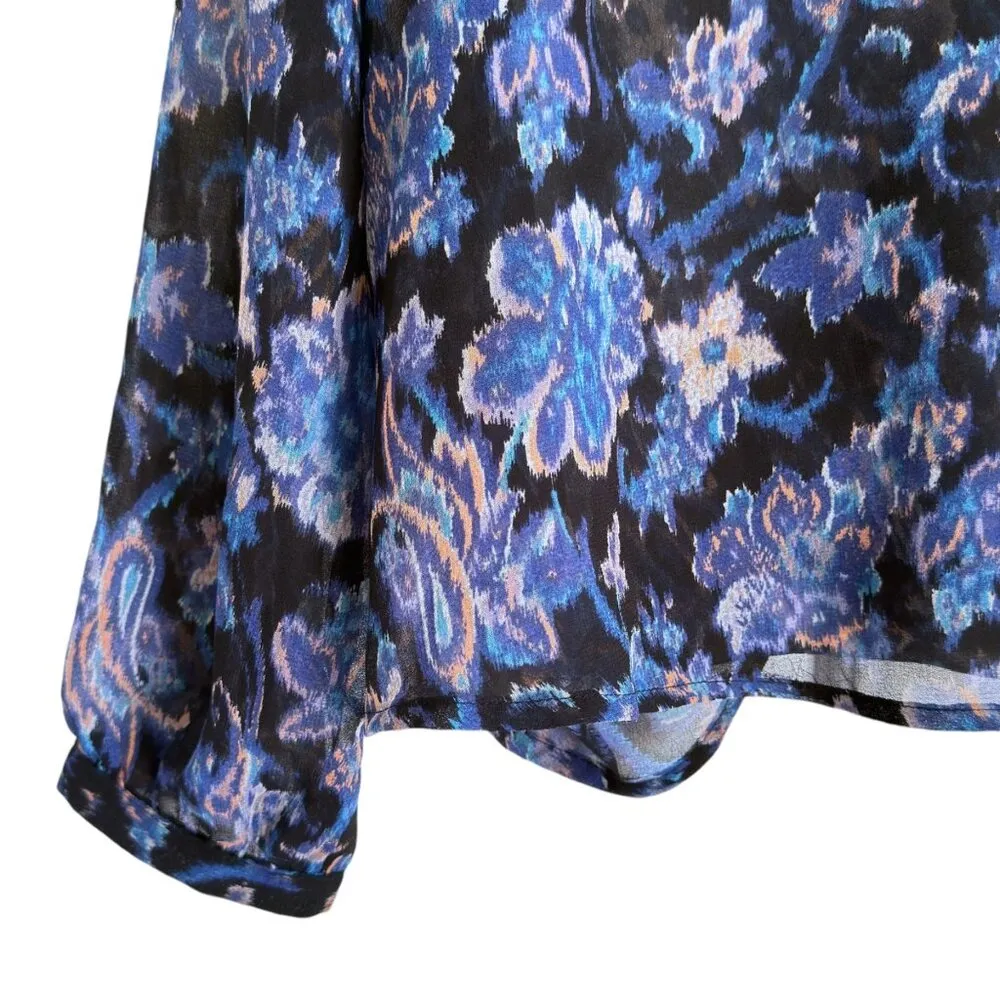 Sheer Floral Long Sleeve Blouse Cutout Detail Small ASTR Going Out Top Dressy - Image 3