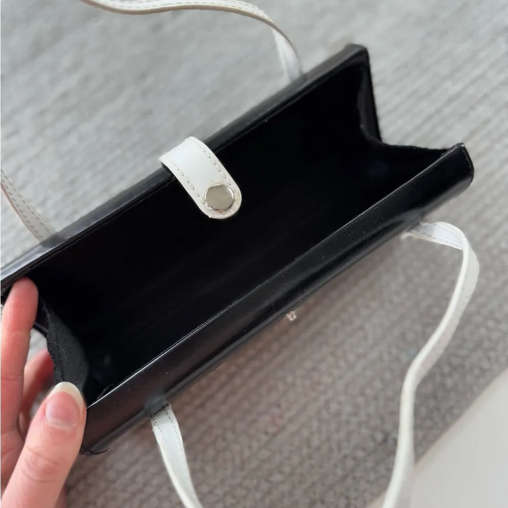 Vintage Y2K Black and White Cylinder Shaped Mini Bag Clutch Purse Coquette Girl - Image 3