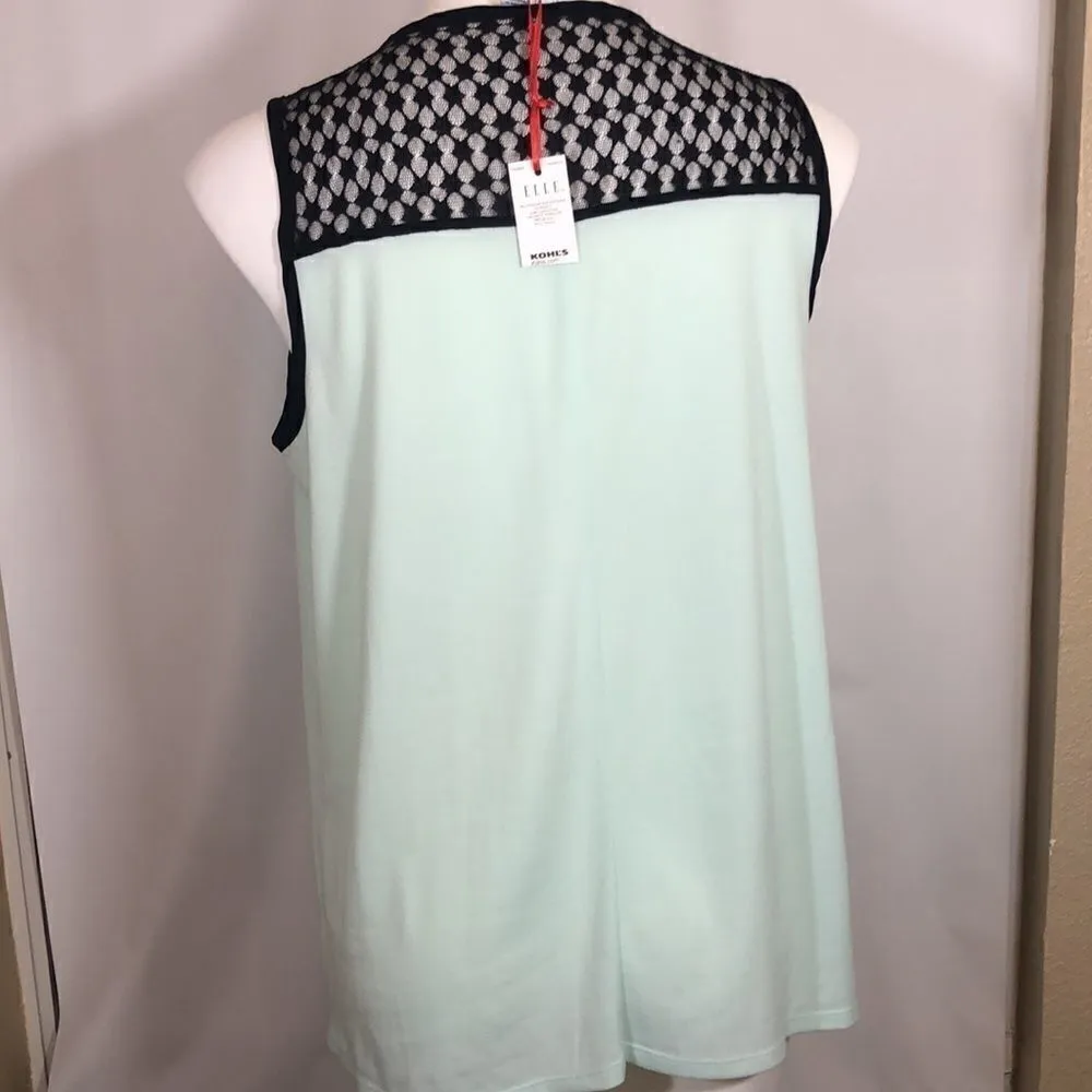 Elle pastel green black sleeveless lace top - Image 5