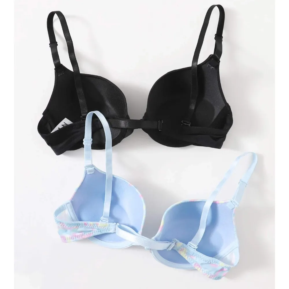 SHEIN 2pack Tie Dye Super Push Up Bra Set in Blue/Black, Size XS​​​​​​ - Image 2