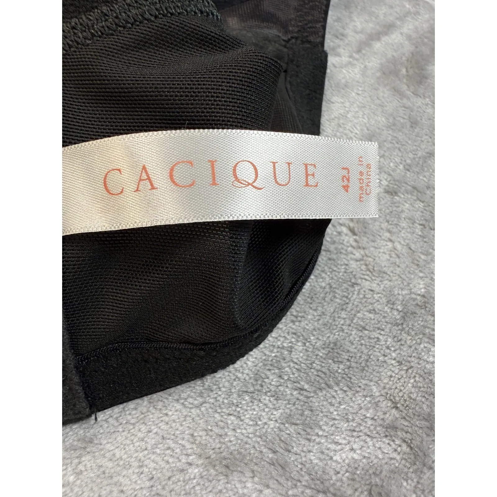 Cacique‎ Lightly Lined Balconette Bra Black Full Coverage Size 42J - Image 4