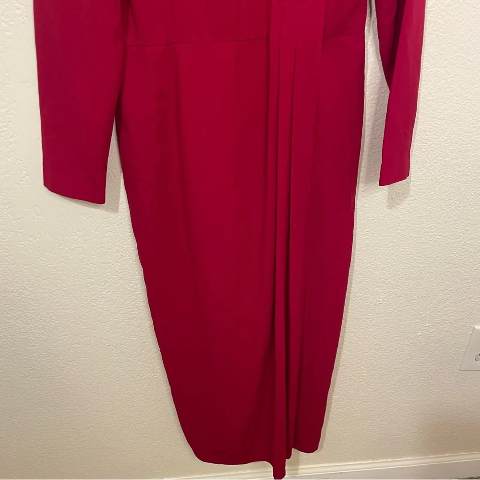 Vintage‎ Rena Rowan for Saville Red Long Sleeve Faux Wrap Maxi Dress Size 8 - Image 10