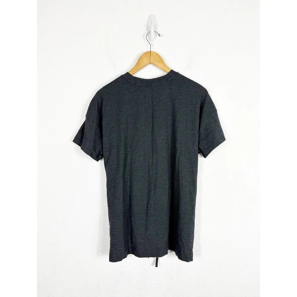 Lululemon Side Tie V-Neck T-Shirt Size 4 Heathered Black Oversized Workout - Image 12