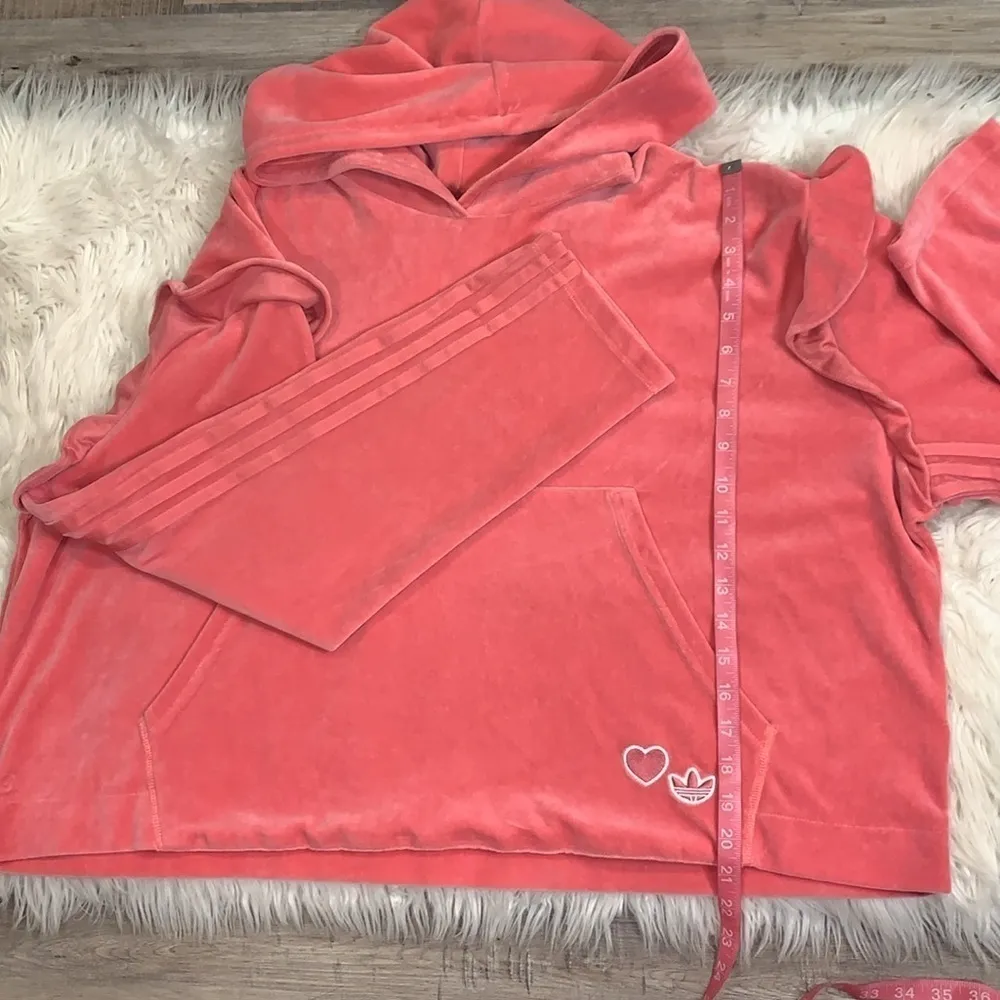 Adidas Originals Bellista stretch velour ruffled pullover hoodie XL - Image 10