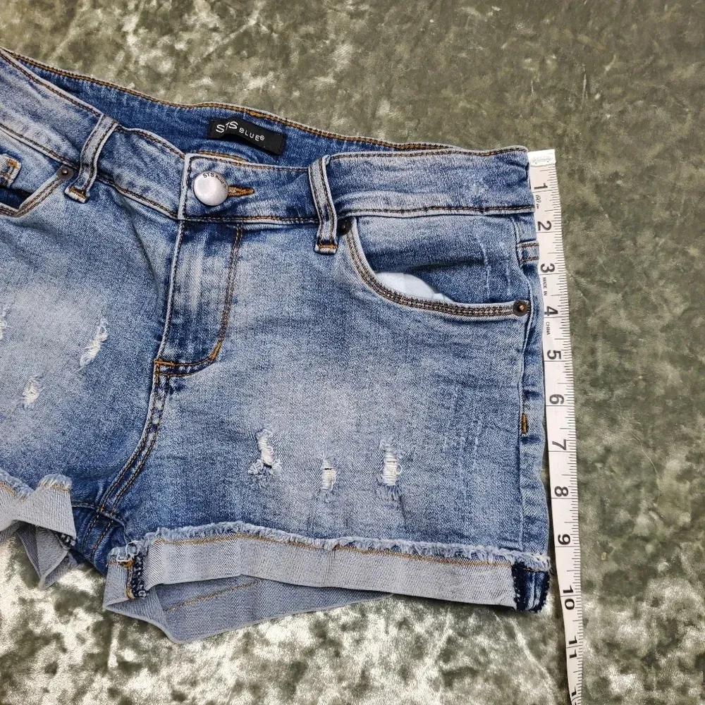 STS Blue Cuffed Distressed Denim Shorts - Image 4