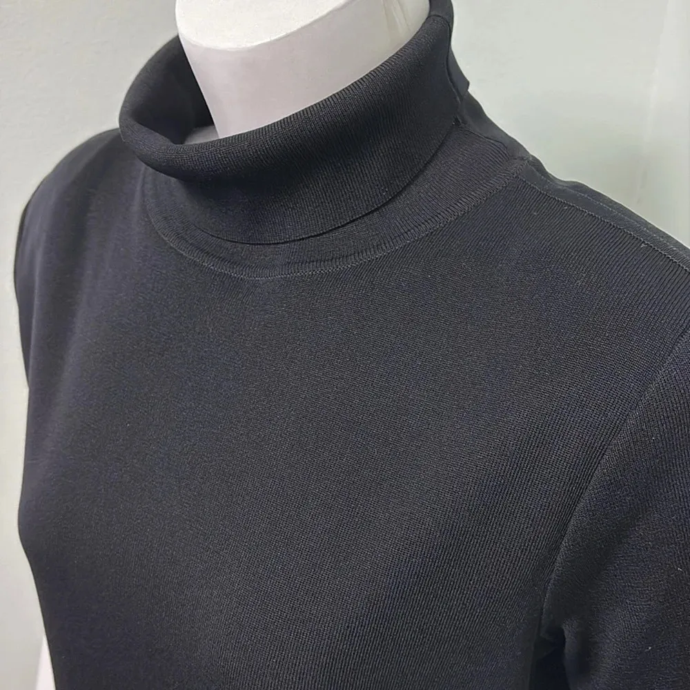 Misook  Wrinkle Resistant Black Short Sleeve Turtleneck Sweater, Medium - Image 4