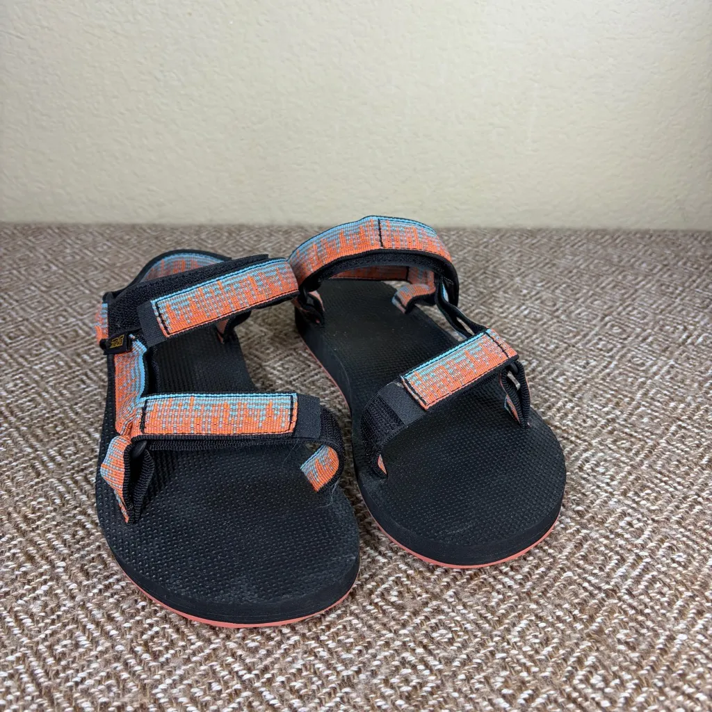 Teva Women's Original Universal Sandal Sz 9 Orange Black Casual Preppy Comfy EUC - Image 2