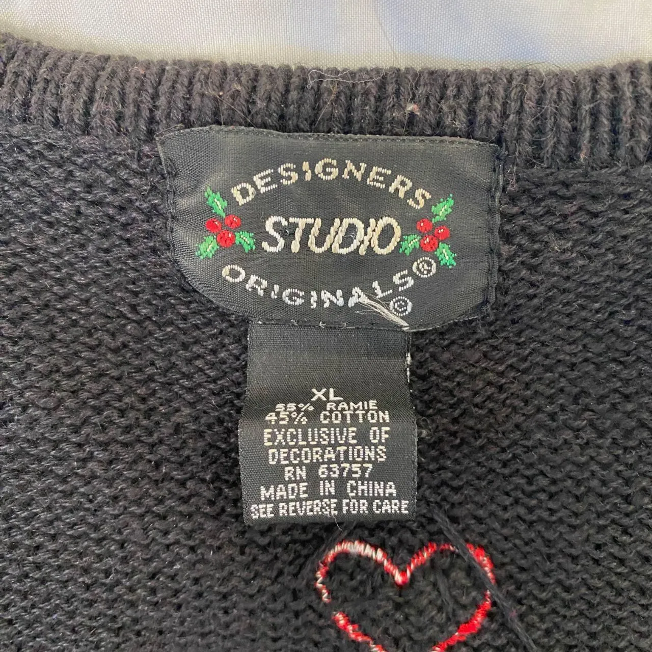 Designers Studio Cotton blend 1990s Vintage Nostalgia Christmas Knit Vest XL Black - Image 6
