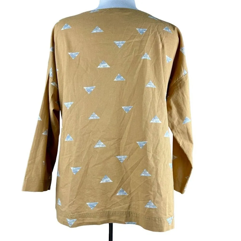 Grade & Gather Women's Brown Geometric Print Top Size Medium - Image 4