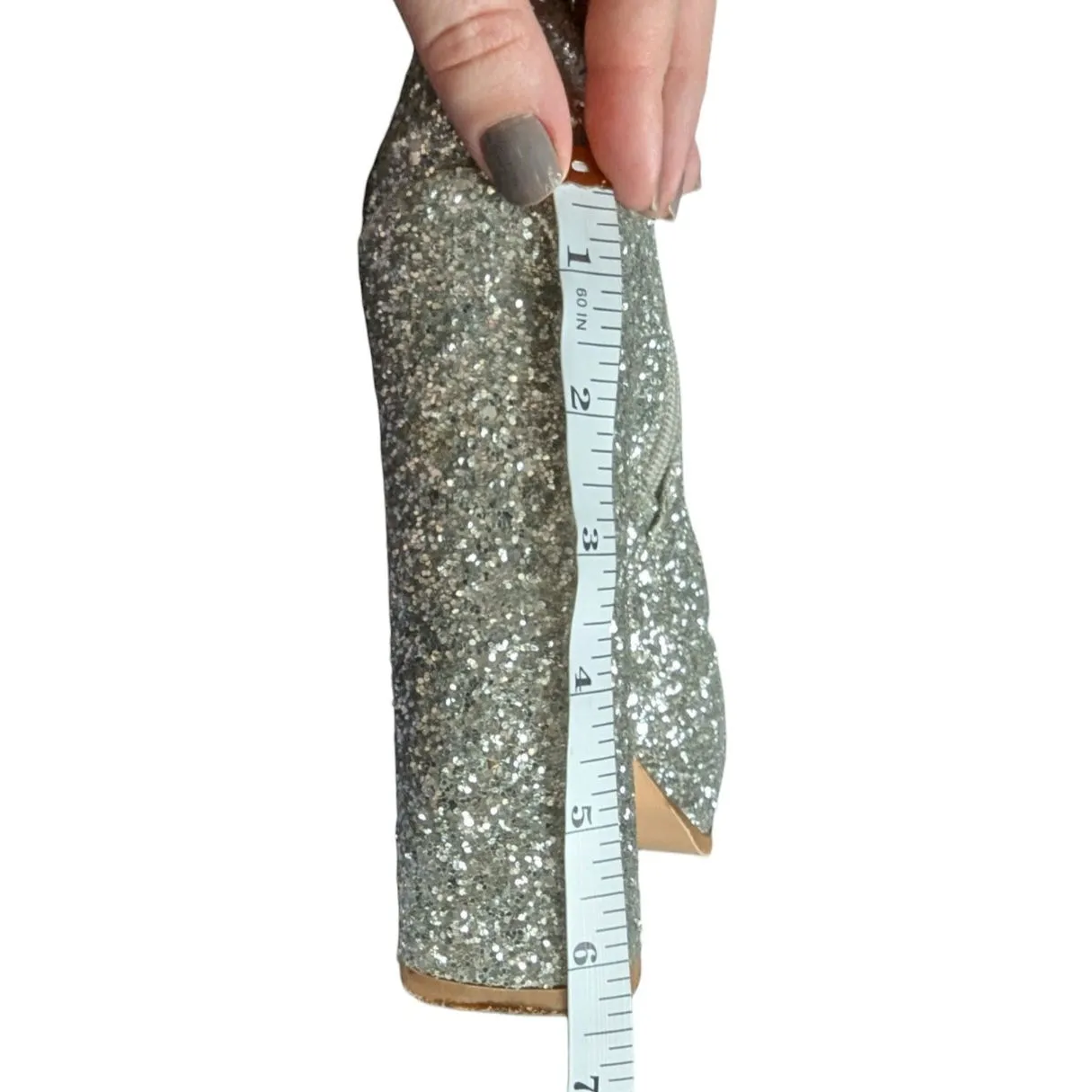 Lemon Drop Silver Glitter Platform Boots Sabrina Carpenter Go Go Boots Party NYE Size 6.5 - Image 8