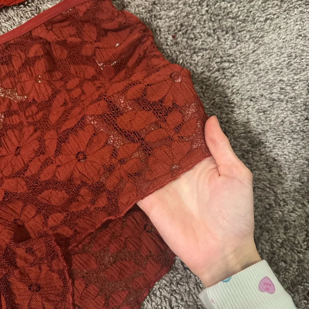 Aerie Red Floral Lace Pajama Set - Image 2