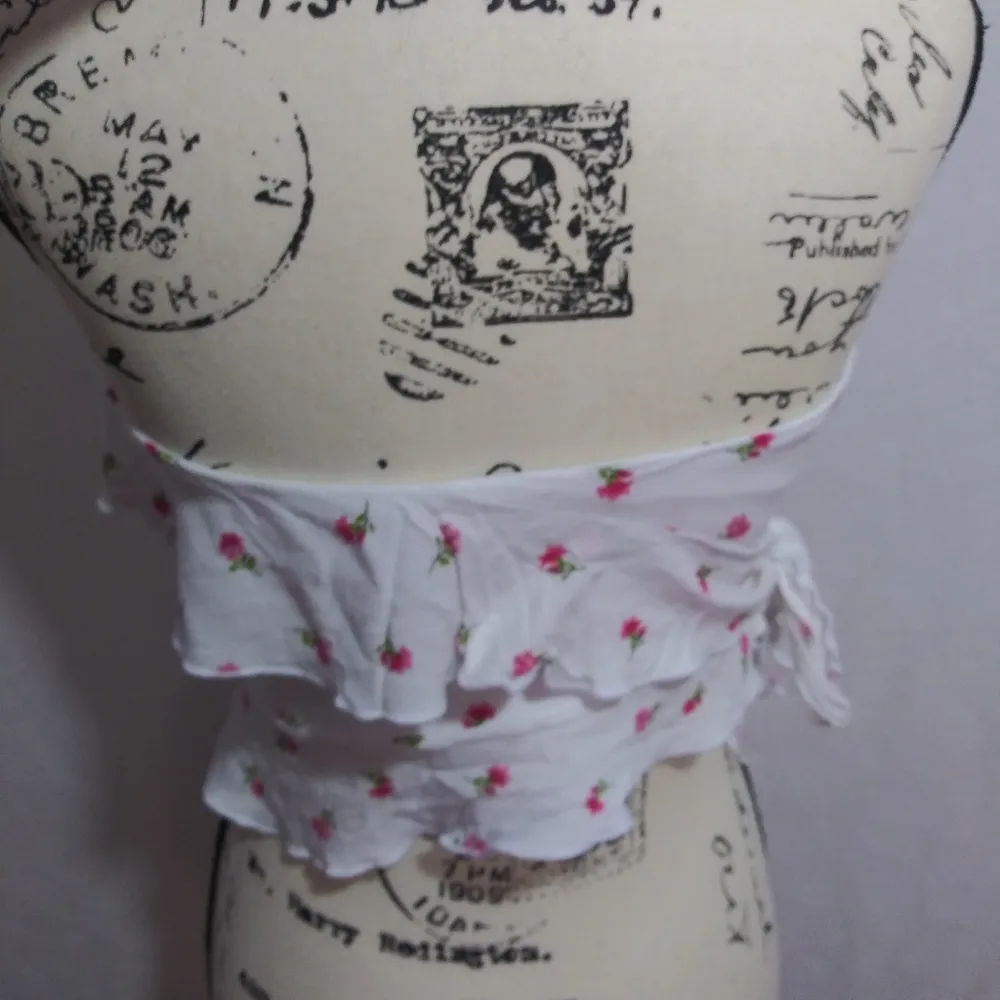 Sky to Moon Asymmetrical Ruffle Tube Top Strapless Backless Bandeau Top Size L White Size L - Image 6