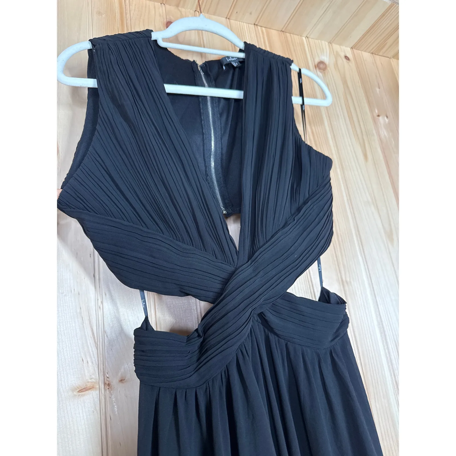 NWT Lulus Vivid Imagination Black Cutout Maxi Dress Wedding Bridesmaid Size L - Image 6