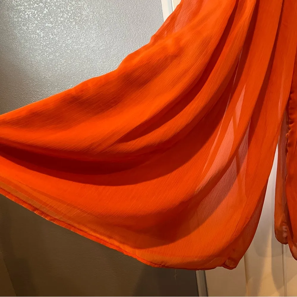 Womens Boho Wide Leg Loose burnt orange strapless Jumpsuit Side Pockets Small - Image 2