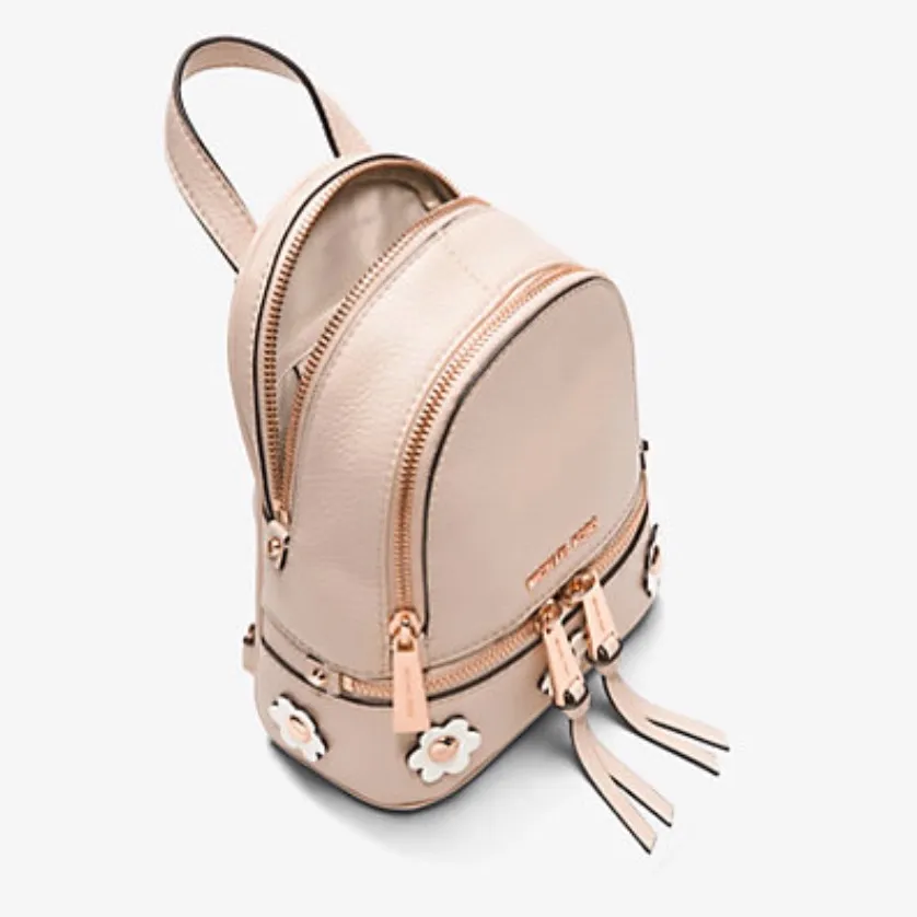 MICHAEL KORS Women’s Rhea Mini Floral Appliqué Leather Backpack - Image 2