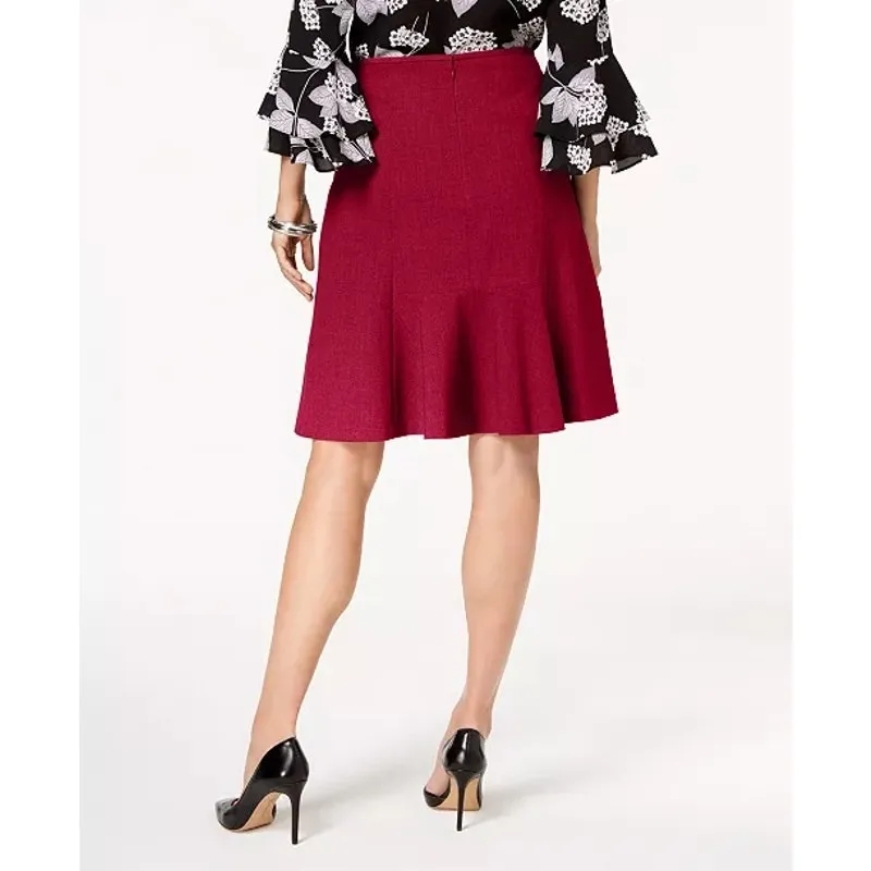 Akris Punto Flare Jersey Skirt Burgandy Red Size US 14 Christmas‎ Glam Holidays - Image 2