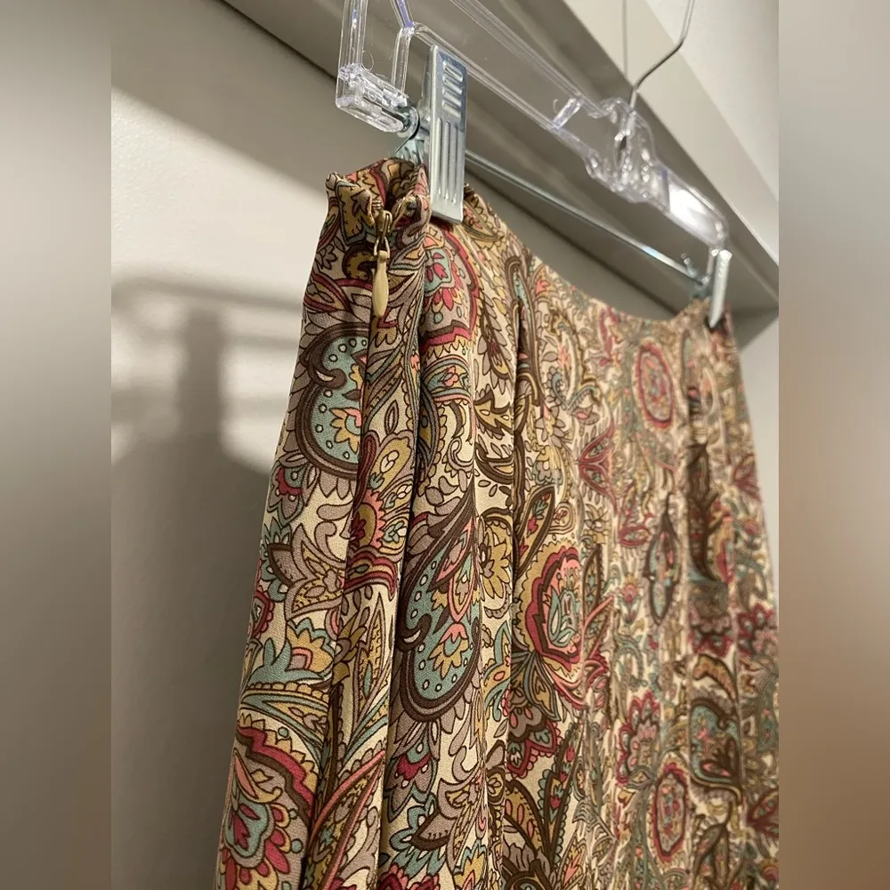 VTG  90s Paisley Patterned Silk Mid-Length Midi Skirt - Size 10 - Image 5