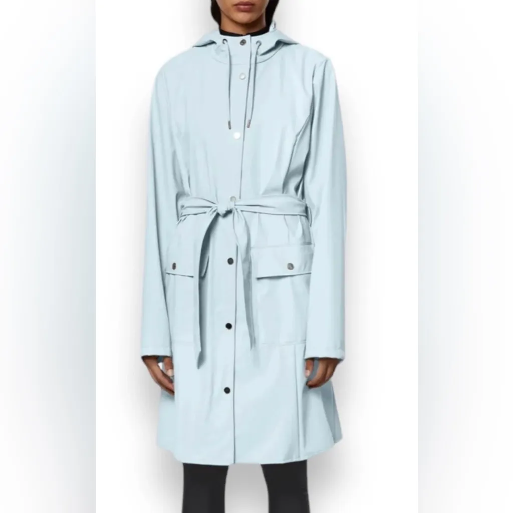 NWT Curve Women’s Rains Waterproof Raincoat Blue Hooded Trench Coat Size L Size L - Image 3