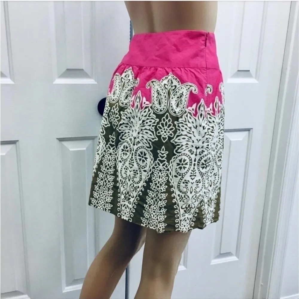 Tibi A Line Paisley Patterned Pink Mini Skirt size 6 - Image 4