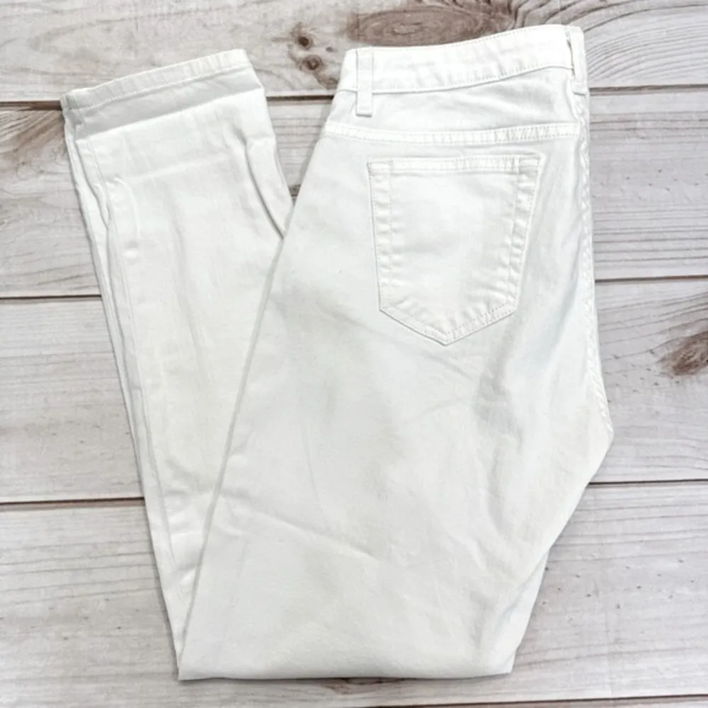 Boston Proper Newport Slim Straight White Denim High Rise Jeans Size 12 - Image 10